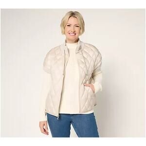 Martha Stewart Signature Diamond Quilted Short-Sleeve Jacket Moonbeam 2X A705625